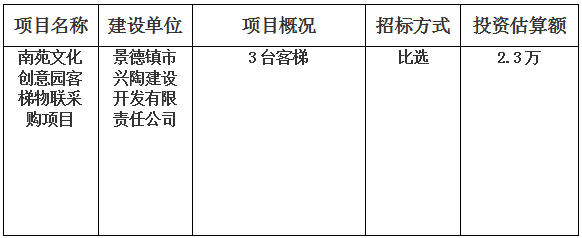 南苑文化創(chuàng)意園客梯物聯(lián)項(xiàng)目采購計(jì)劃公告　